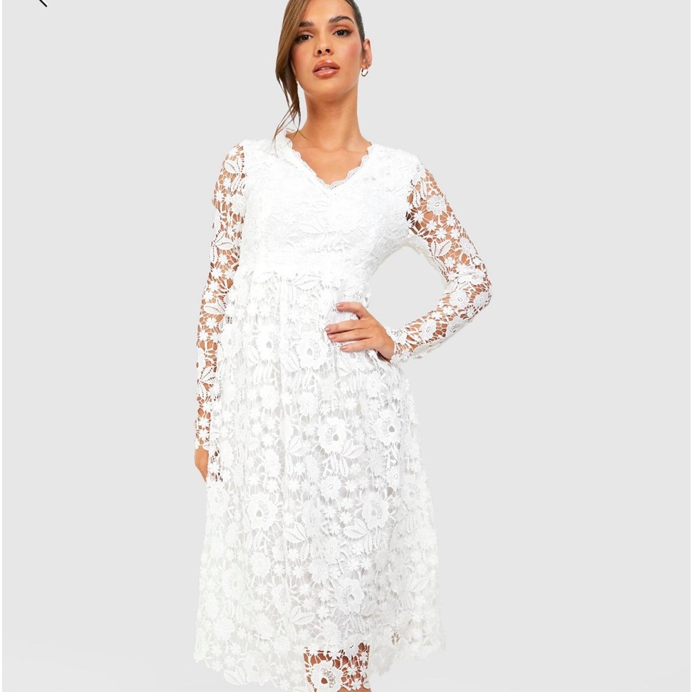 Long Sleeve Crochet Lace Skater Dress